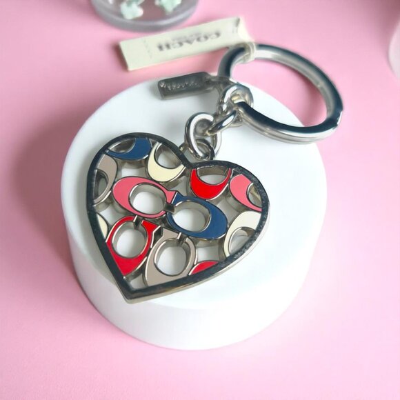 Coach Accessories - Coach Vintage Bag Charm Heart Signature C Key-ring